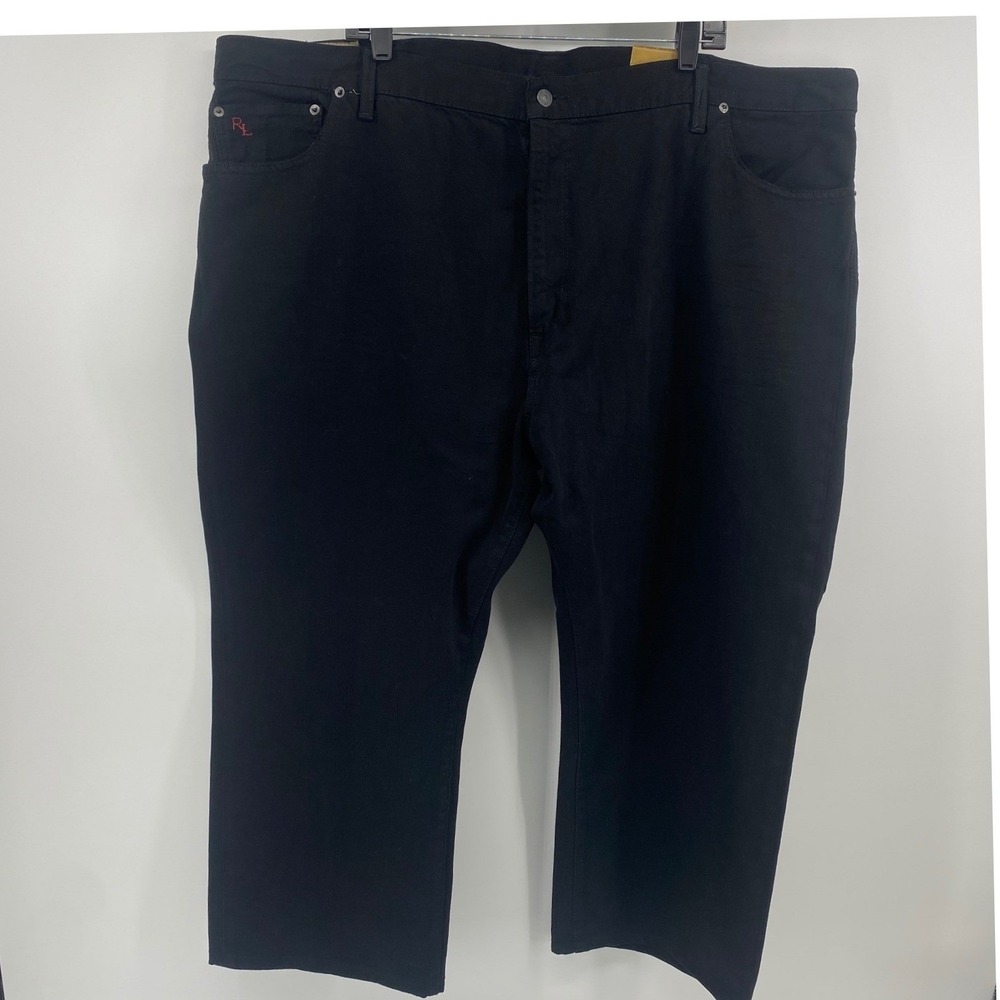 Polo Ralph Lauren Jeans Mens 48Bx26 Black Hampton Straight Leg Denim Pants